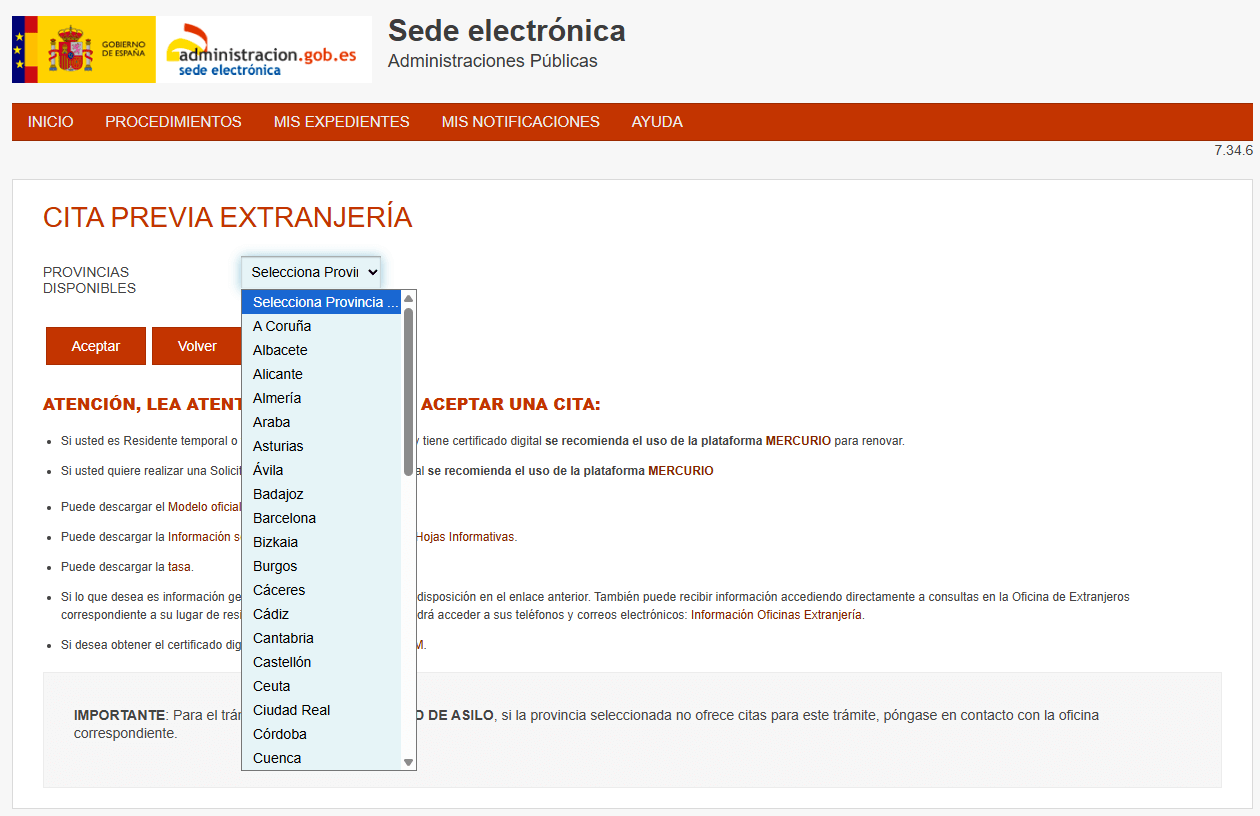 Selecciona la provincia
