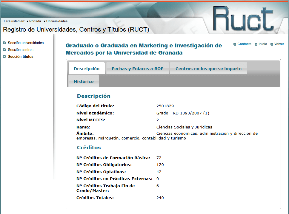 Revisar datos en RUCT